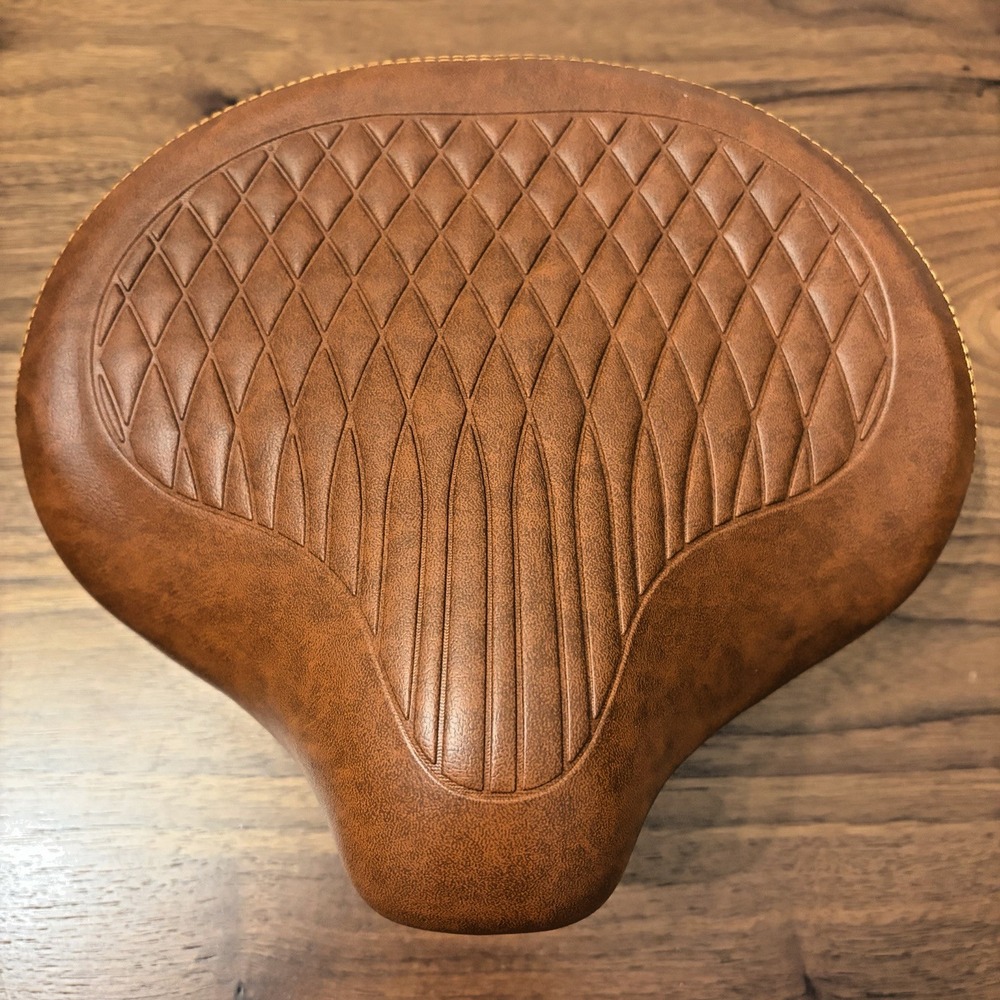 Cruiser Bike Wide Comfort Saddle Retro Brown Leather Bicycle Seat Shock Cushion